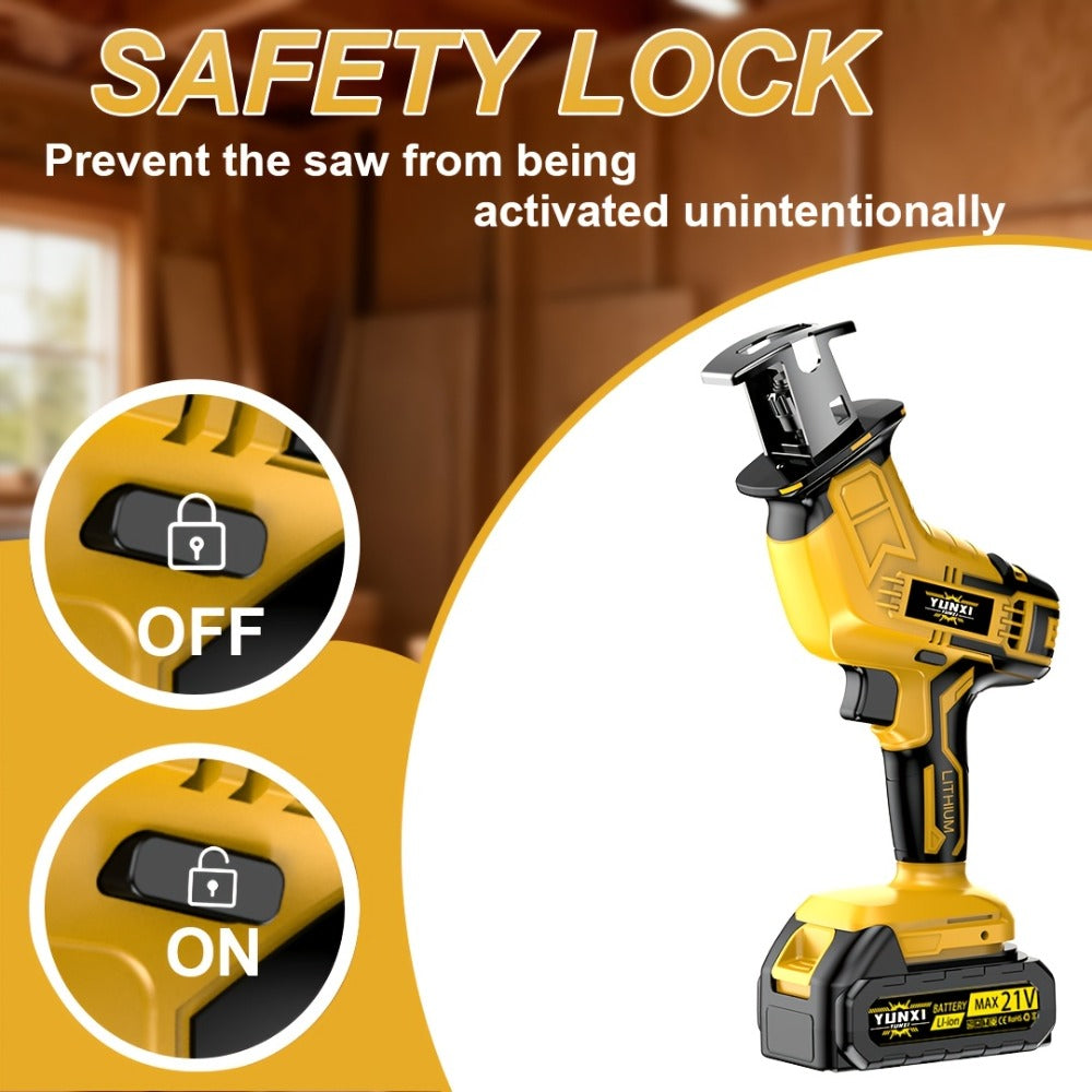 Cordless Reciprocating Saw - Electric Reciprocating Saw with Safety Lock, Large Battery & Charger