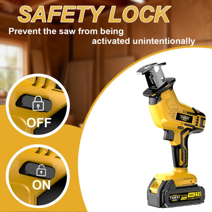 Cordless Reciprocating Saw - Electric Reciprocating Saw with Safety Lock, Large Battery & Charger