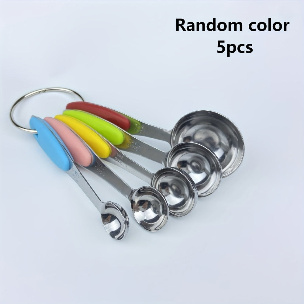 Measuring Cups and Spoons Set 10-Piece Stainless Steel with Silicone Handle, Precise Baking & Cooking Measurement Tools