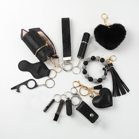 Rhinestone Keychain Set for Women 13-Piece with the Listed Color, Size or Set Options for Everyday Use