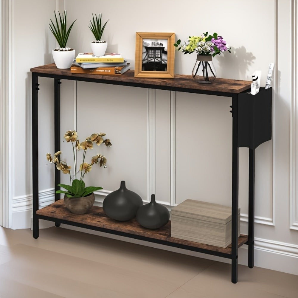 39.4-Inch Solid Wood Console Table, Hallway Accent Table for Entryway detail image - detail view 3