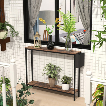 39.4-Inch Solid Wood Console Table, Hallway Accent Table for Entryway detail image - detail view 9