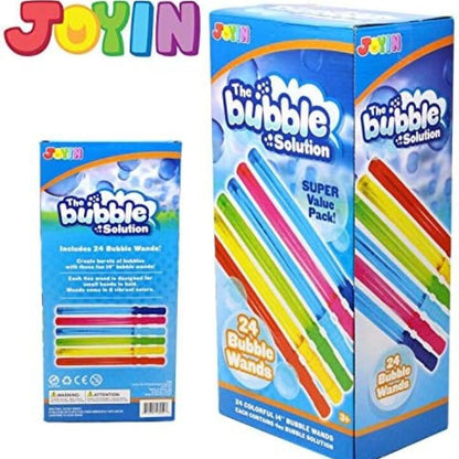 Giant Bubble Wands 24 Pack Bulk – 14.6 Inch Big Bubble Maker Set in 6 Colors, Summer Outdoor Party Favors for Kids, Easter Basket Stuffers