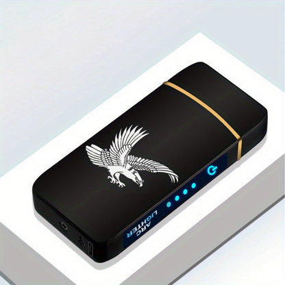 Flip-Top Dual-Arc Electric Lighter with Power Display in 12 Black or Blue Artwork Options Pictured