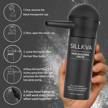 Hair Fibers Spray Applicator Kit Instant Thickness for Thinning Hair & Bald Spots SILLKVA for Makeup, Travel and Everyday Vanity Use
