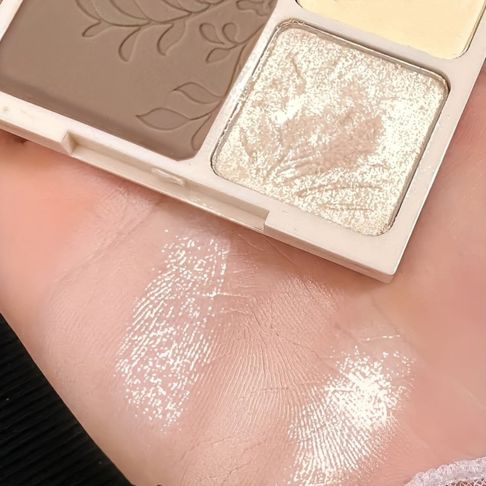 Face Sculpting Contour Palette 4 Colors Matte & Glossy, Multifunctional Bronzer Blush Highlighter & Eyeshadow Palette