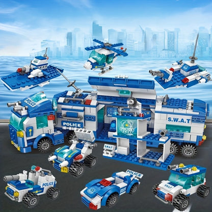 City Police Building Blocks Set 700 Pieces, Patrol Car Truck with Action Figures, Brick Toy for Boys Role Play STEM