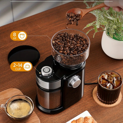 Burr Coffee Grinder Electric, 16 Grind Settings Adjustable Burr Mill Coffee Bean Grinder for 2-14 Cups