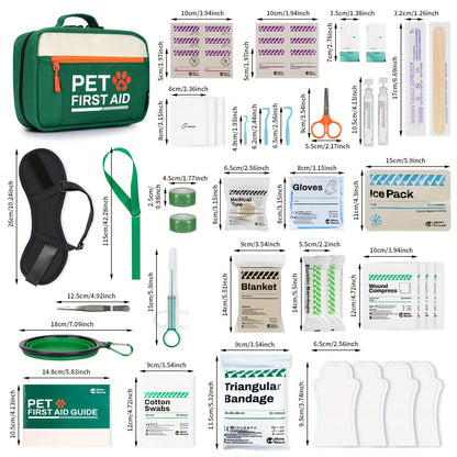 Pet First Aid Kit for Dogs & Cats – 50-Piece Emergency Supplies with Bandages, Gauze, Scissors & Disposable Booties