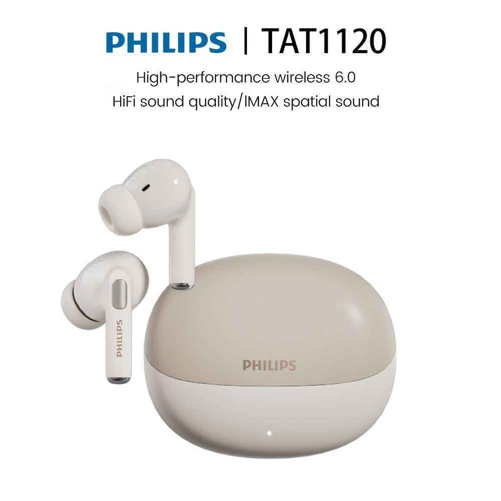 Wireless Earbuds Philips Bluetooth 6.0 Dual Stereo with Type-C Charging Case in Black or White