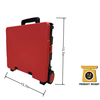Collapsible Rolling Cart with Wheels – 80 Lbs Heavy Duty Foldable Crate on Wheels for Teachers, Shopping & Storage, Lid Doubles as Seat