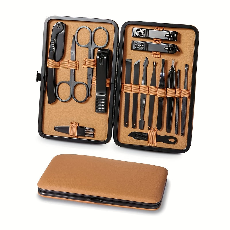Manicure Pedicure Kit 16 Piece Stainless Steel – Luxury Nail Clipper Set with Portable Case Professional Nail Scissors Beauty Tools
