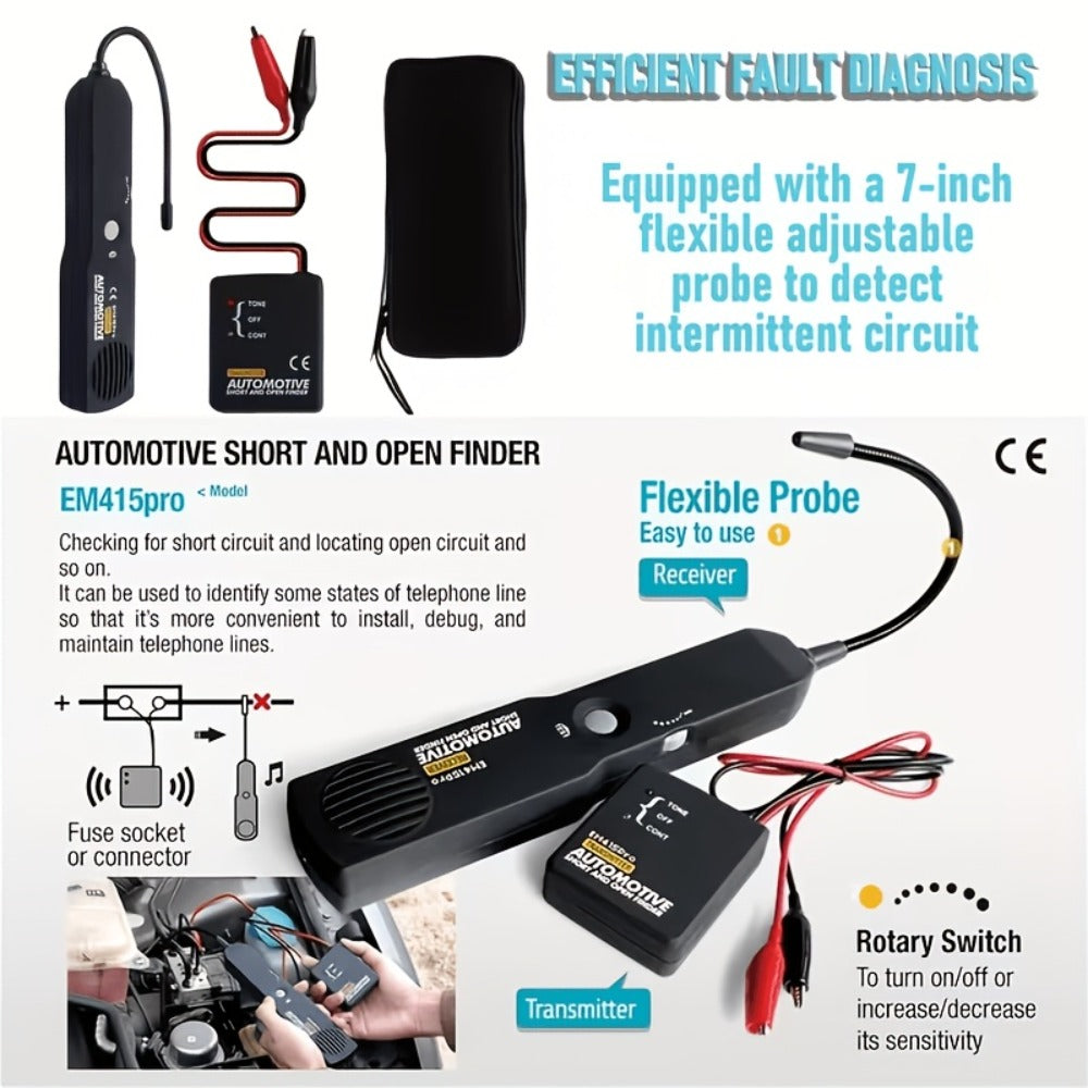 Automotive Circuit Tester Kit EM415PRO – DC 6–42V Wire Tracer & Fault Detector for Car, Truck, Motorcycle & RV Electrical Diagnostics