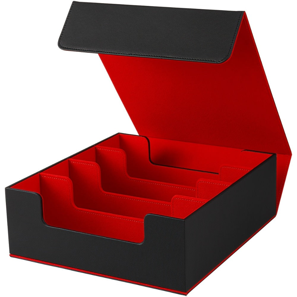 Four-Row Trading Card Storage Box with Magnetic-Style Lid, Two Colors and Pictured 29.5 cm Width