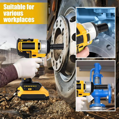 Cordless Impact Wrench 1/2 Inch Brushless, 450N.m 259Ft-lbs High Torque Impact Gun, 3300RPM Variable Speed