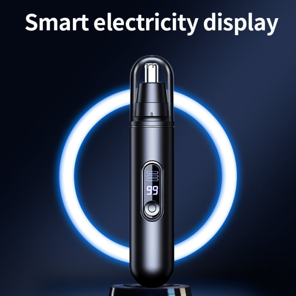 Nose Hair Trimmer Electric Painless 3-in-1 USB Rechargeable with LED Display – Trims Nose Ear Hair Eyebrows Waterproof Grooming Device