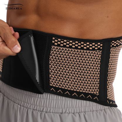Lumbar Support Belt with Copper Compression – Breathable Lower Back Brace for Men & Women, Adjustable Hook-Loop Waist Support for Heavy