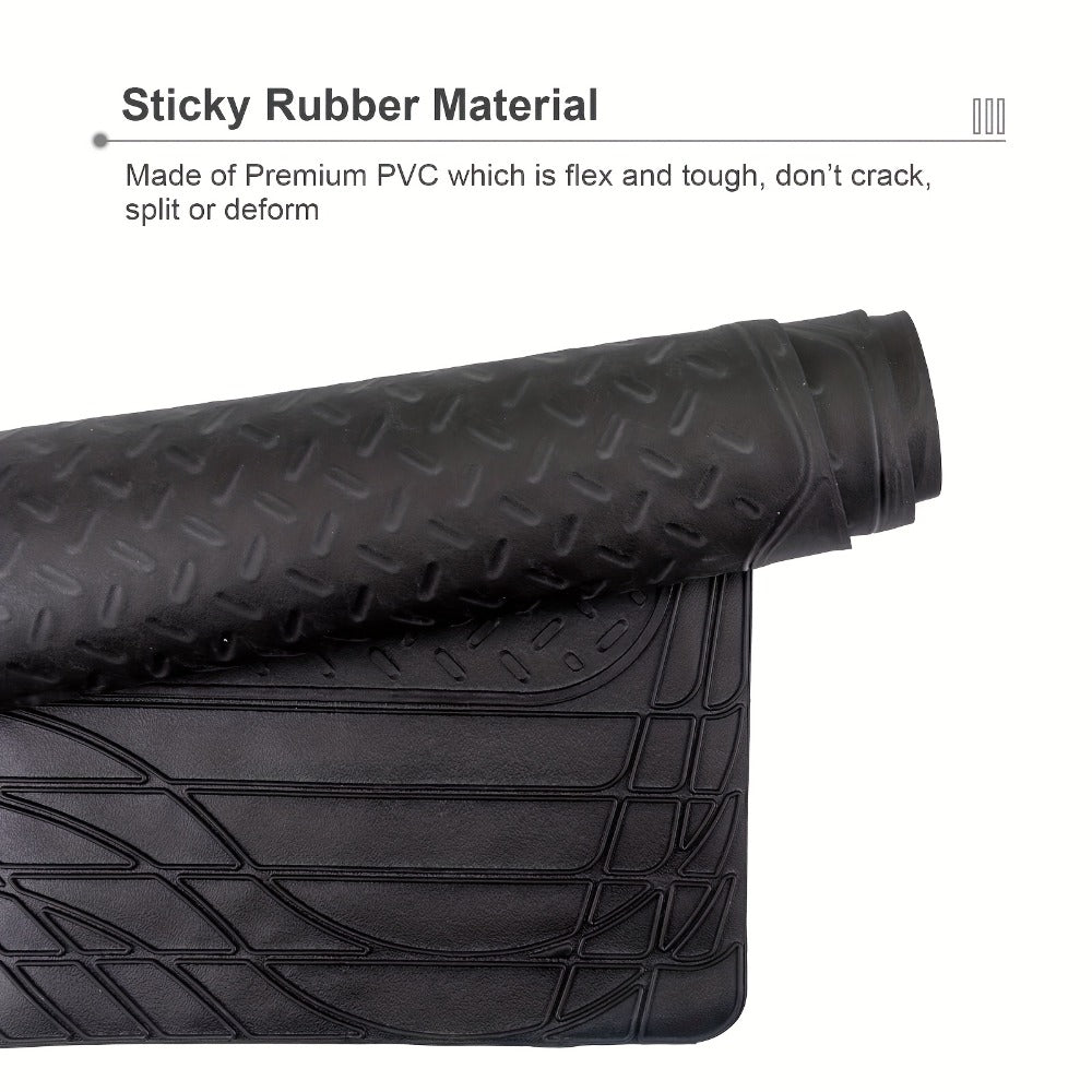 Trunk Cargo Liner Rubber Mat Universal Fit – All Weather Waterproof Trunk Mat with Seat Back Protector, Trim-to-Fit for Cars, SUV & Sedan