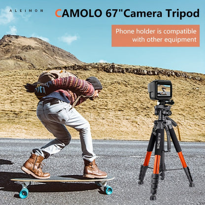 Aluminum Tripod 74 Inch Red 3-Section, ALEiMON 188cm Adjustable Camera Stand with Tote Bag for DSLR