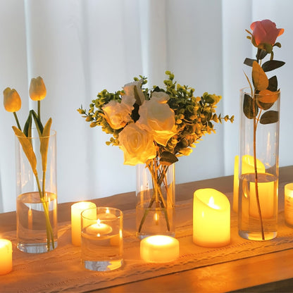 Clear Cylinder Glass Vases Set Wedding Centerpieces Home Decor for Entryways, Bedrooms and Living Spaces