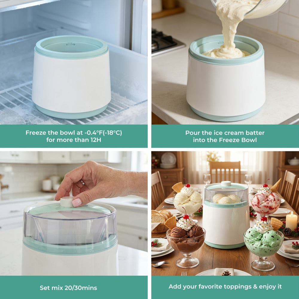 Ice Cream Maker 2 Liter Large Stainless Steel with LED Screen - Electric Ice Cream Machine for Home