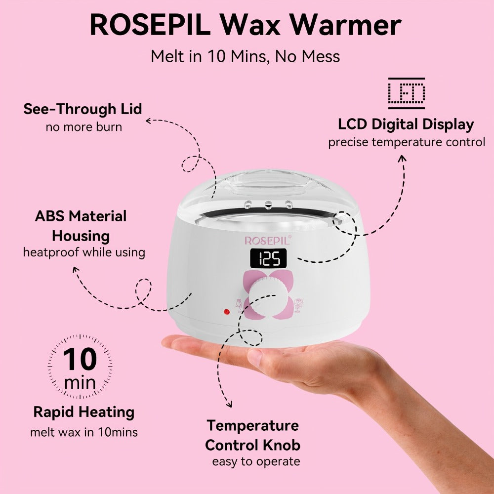 Wax Hair Removal Kit Digital Wax Pot with 6 Wax Bead Packets – Smart Temperature Control Salon-Grade Waxing Set for Body Bikini Face Legs