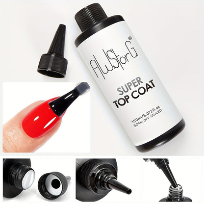 Gel Nail Polish Super-Glossy Top Coat in 15ml Soak-Off Formula with UV/LED Cure for Nail Art