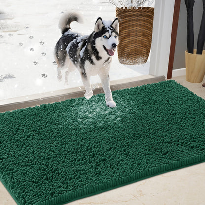 Chenille Doormat Absorbent Non-Slip Washable Indoor Outdoor Mat – Soft Shaggy Entryway Rug for Muddy Paws