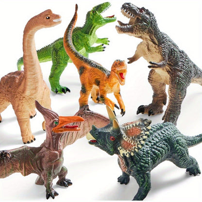 Toddler Dinosaur Figures with Educational Book, 6 Jumbo Realistic Dinosaur Toys for Toddlers 1+ Years