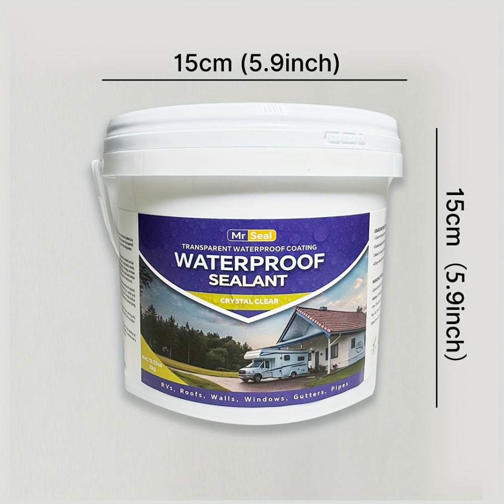 RV Waterproof Sealant 4.41LB – Flexible Clear Roof & Gutter Sealant Covers 160 Sq Ft | Multi-Surface Water-Based Coating for RV