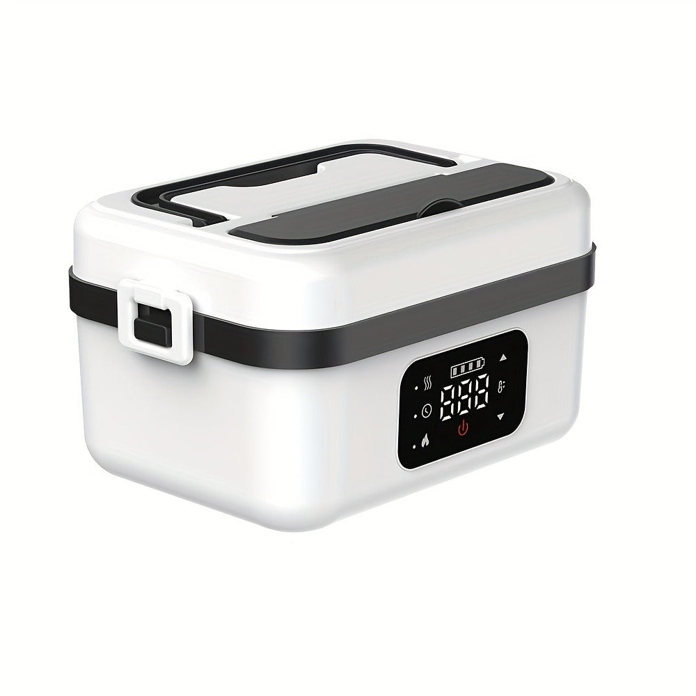 Heated Lunch Box, 8000mAh Battery-Powered 60W 1L Food Warmer with Timer and Power Bank Function