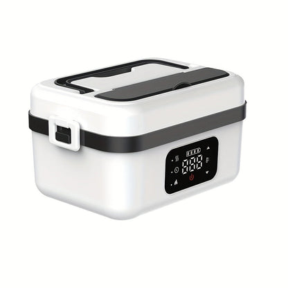 Heated Lunch Box, 8000mAh Battery-Powered 60W 1L Food Warmer with Timer and Power Bank Function