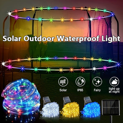 Solar Powered LED Trampoline Lights Colorful Rope Lights for 8-16 Ft Trampolines 8 Dynamic Modes IP65 Waterproof Outdoor Backyard Decoration