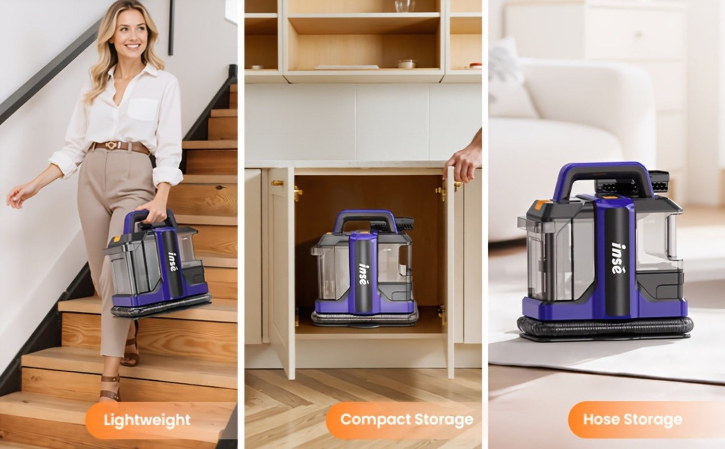 Portable Spot Cleaner for Carpet & Upholstery, Dual Brush Power Suction Stain Remover with Multifunctional Tools