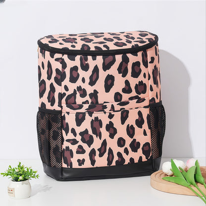 Insulated Cooler Backpack 30-Can Capacity, Leopard Print Portable Lunch Bag with Mesh Side Pockets & Adjustable Straps
