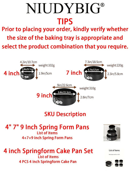 Springform Cake Pan Set, Nonstick Carbon Steel Cheesecake Pan with Removable Bottom & Locking Latch