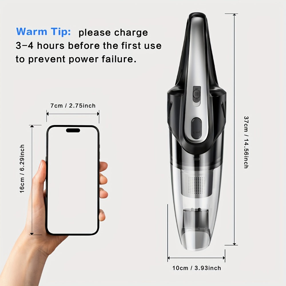 Model 807 Cordless Car Vacuum Cleaner with 6000Pa Pictured Rating, Five Accessories and Six Color Configurations