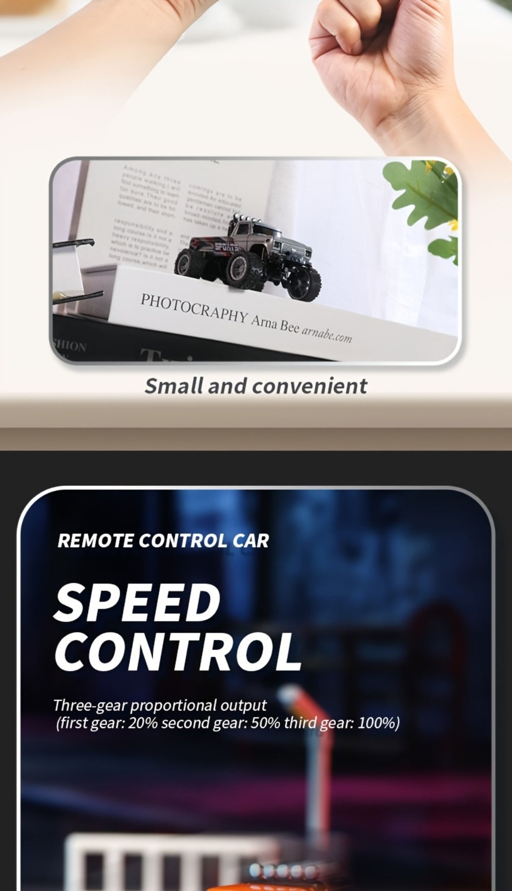 1:64 Scale Mini RC Car Alloy Off-Road Truck with Shock Absorbers – Pocket-Sized Remote Control Car for Boys Ages 6 7 8 9 10