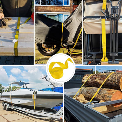 Ratchet Tie Down Straps 4-Pack 15FT 1, 500 lb Break Strength Heavy Duty with Soft Loops & Storage Bag – High-Visibility Webbing