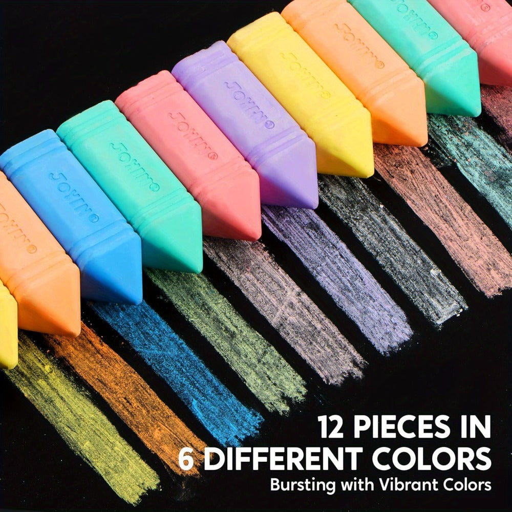 Jumbo Sidewalk Chalk 12 Pack 6 Colors Outdoor Chalk for Kids Toddlers Cone with the Listed Color, Size or Set Options for Everyday Use