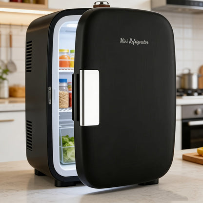 Mini Car Refrigerator, 4 Liter Compact Cooler & Warmer with 120V AC & 12V DC, Portable Mini Fridge for Car