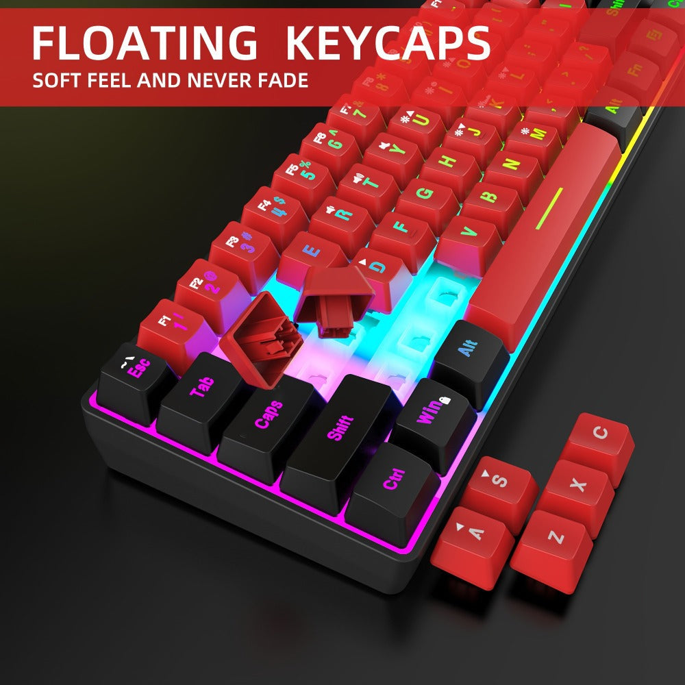 60% Mini Wired Gaming Keyboard SNPURDIRI RGB Backlit Ultra-Compact Film Keys – Space-Saving Tenkeyless Design for PC Gamers