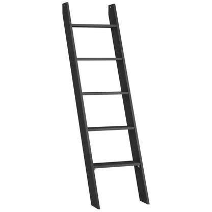 Blanket Ladder Shelf 5-Tier Freestanding Wood Ladder Rack for Blankets Towels Books Decor for Laundry Rooms, Closets and Home Organization