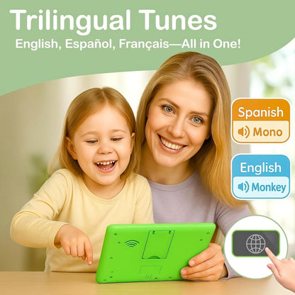 Trilingual Toddler Learning Tablet Toy, 39 Buttons 4 Play Modes Alphabet Numbers Colors Animals Music