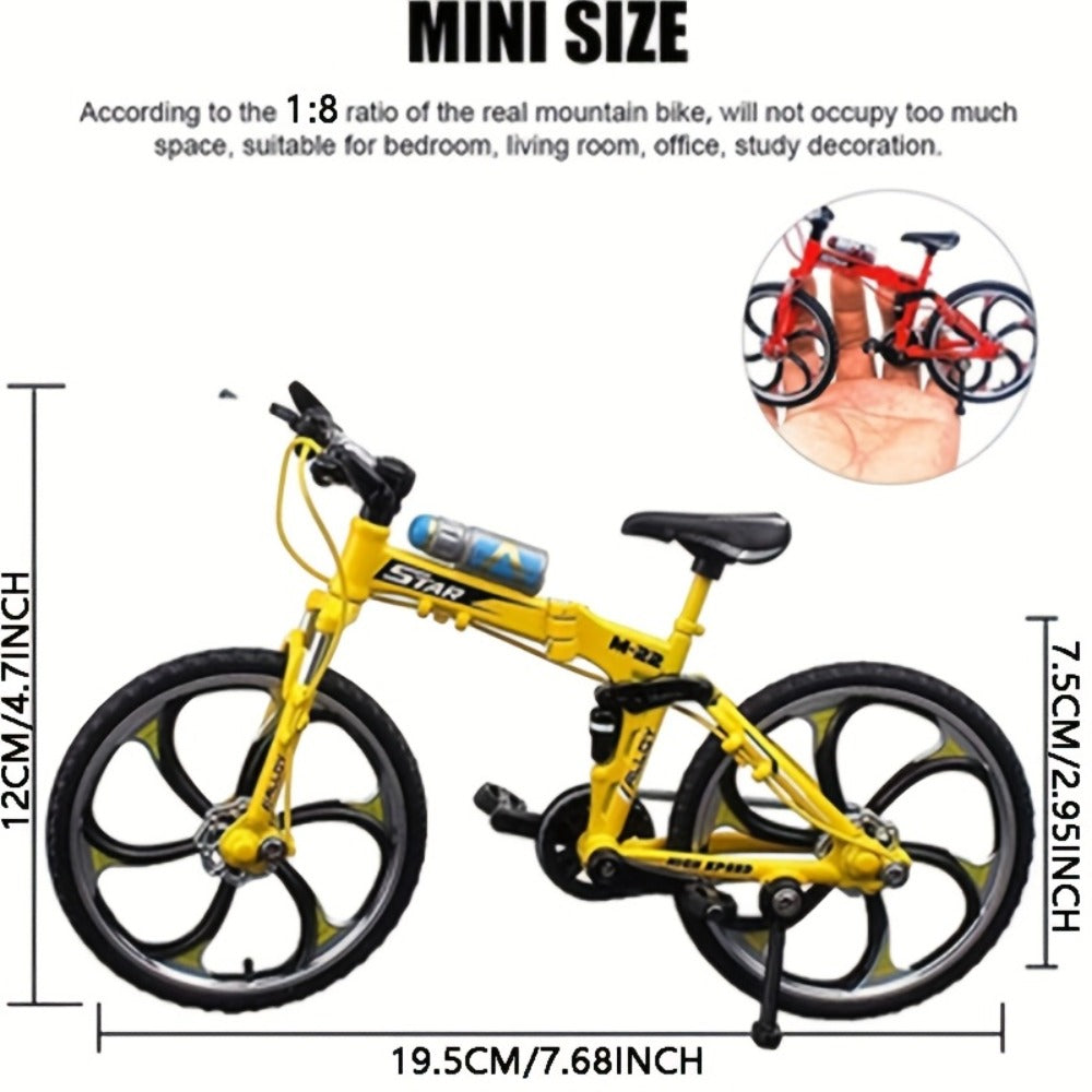 Diecast Mountain Bike Model 1:8 Scale Alloy Foldable Miniature Bicycle Figurine for Home Office Desk Decor
