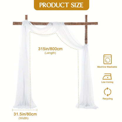 Sheer Gauze Backdrop Curtain, 31.5 x 315 Inches, in Ten Solid Colors for Draping or Hanging
