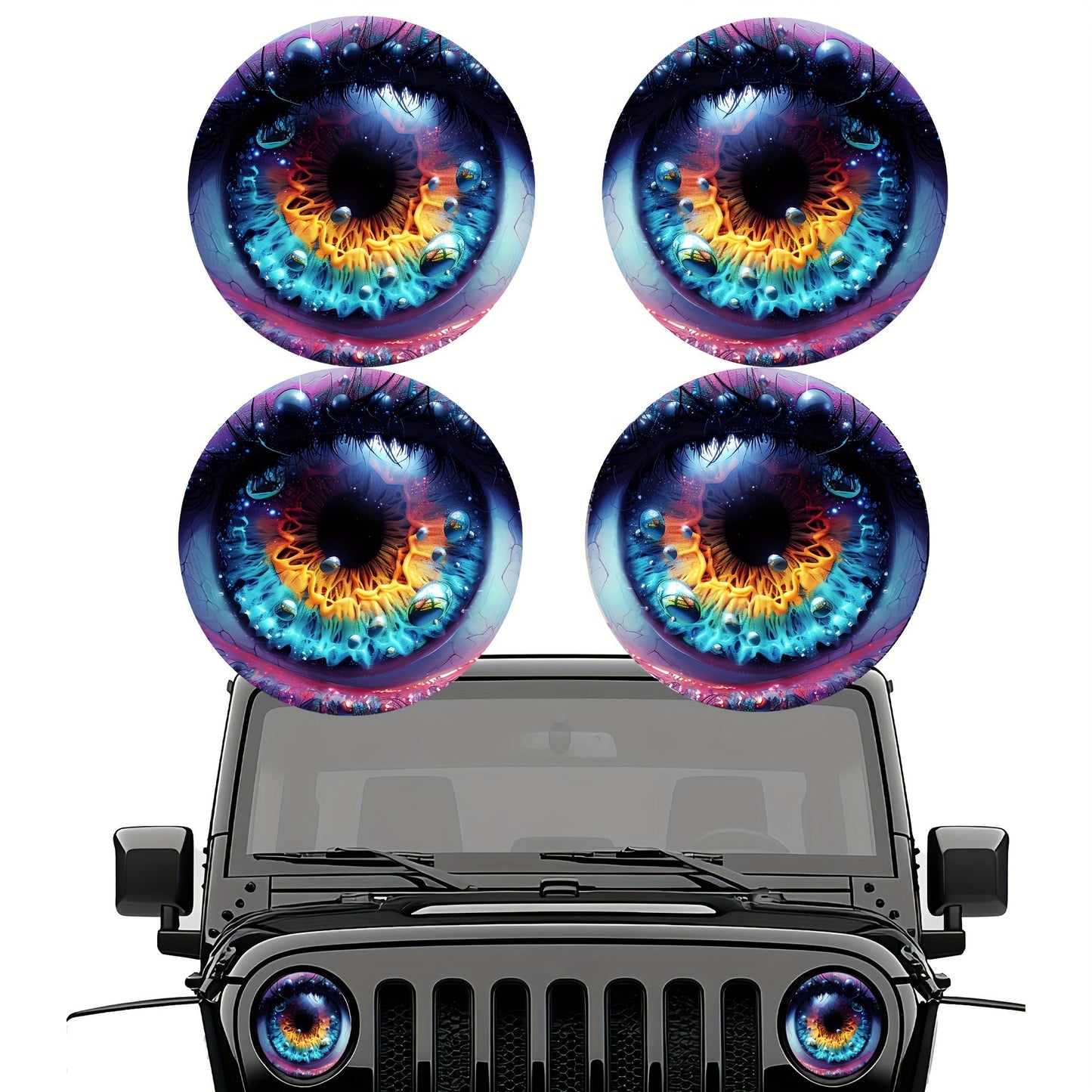 3D Beast Eye Headlight Stickers – Funny Car Headlight Decals for Jeep Round Headlights, Truck Body, Bumper & Window Decoration