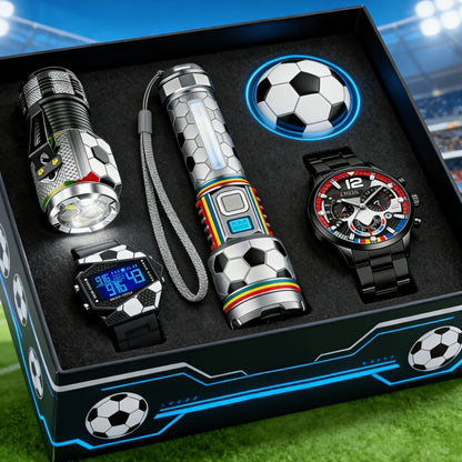 Flashlight & Watch Gift Set - Super Bright LED Handheld Flashlight with Multifunctional Watch, Adjustable Focus