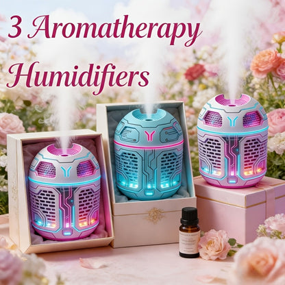 Mini Aromatherapy Humidifier Set of 3 Cool Mist Diffuser with Odor Eliminator No Filter for Entryways, Bedrooms and Living Spaces