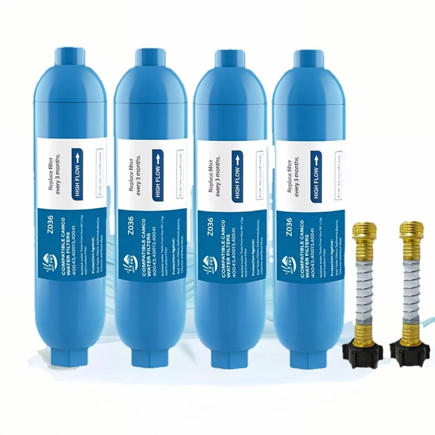 RV Water Filter with Flexible Hose Protector – Inline Hose Filter, Reduces Chlorine, Odors & Sediment, BPA-Free, for RV, Camper, Boat